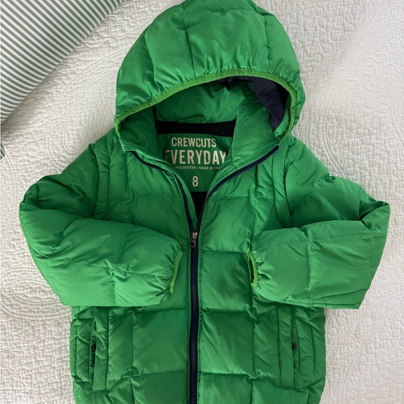 Crewcuts Bright Green Everyday Jacket Puffer Coat with zip off sleeves 8